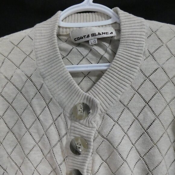COSTA BLANCA | large | Beige Diamond Pattern Cardigan With Buttons - Picture 4 of 15